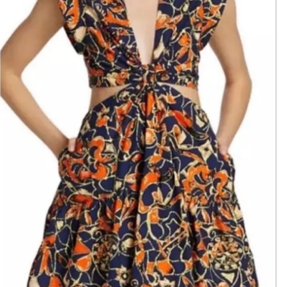 A.L.C. Orange Asymmetrical Sundress with Flutter Sleeves